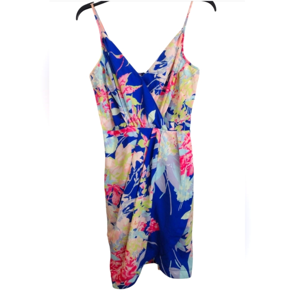 Yumi Kim Jaybe Blue Hawaii Floral Colorful Spaghetti Strap Dress Size Small